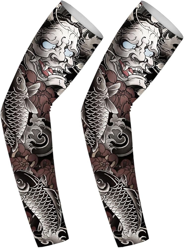 Amazon.co.jp: 腕カバータトゥースリーブ - 日焼け止めアームスリーブ